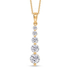 D'Joy - Moissanite 5 Stone Journey Pendant with Chain (Size 20) in Yellow Gold Plated Sterling Silver_4471956