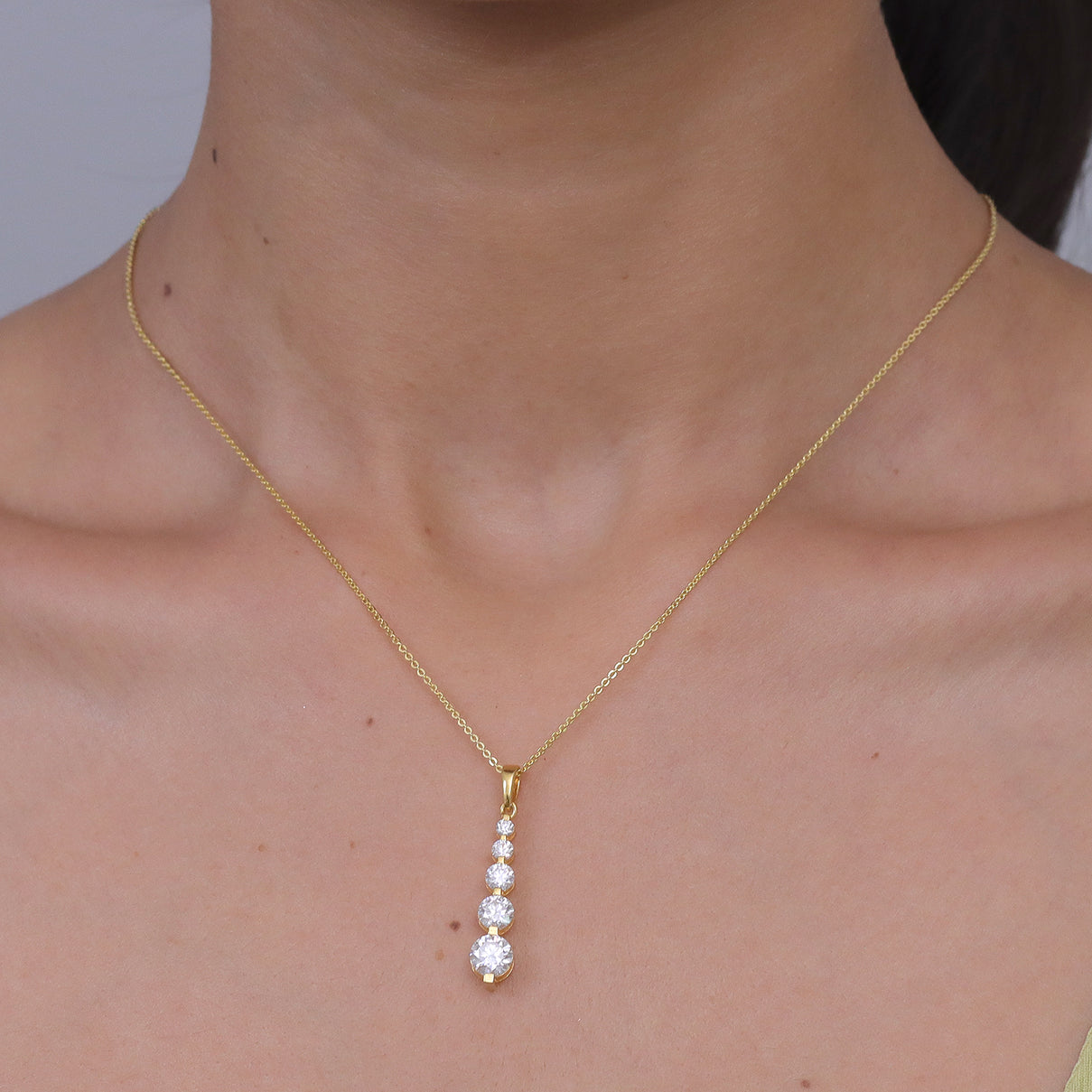 D'Joy - Moissanite 5 Stone Journey Pendant with Chain (Size 20) in Yellow Gold Plated Sterling Silver V32536786 2