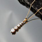 D'Joy - Moissanite 5 Stone Journey Pendant with Chain (Size 20) in Yellow Gold Plated Sterling Silver_4471956_2