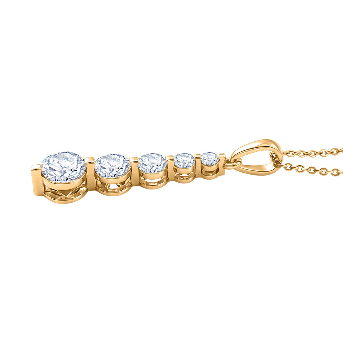 D'Joy - Moissanite 5 Stone Journey Pendant with Chain (Size 20) in Yellow Gold Plated Sterling Silver V32536786 4