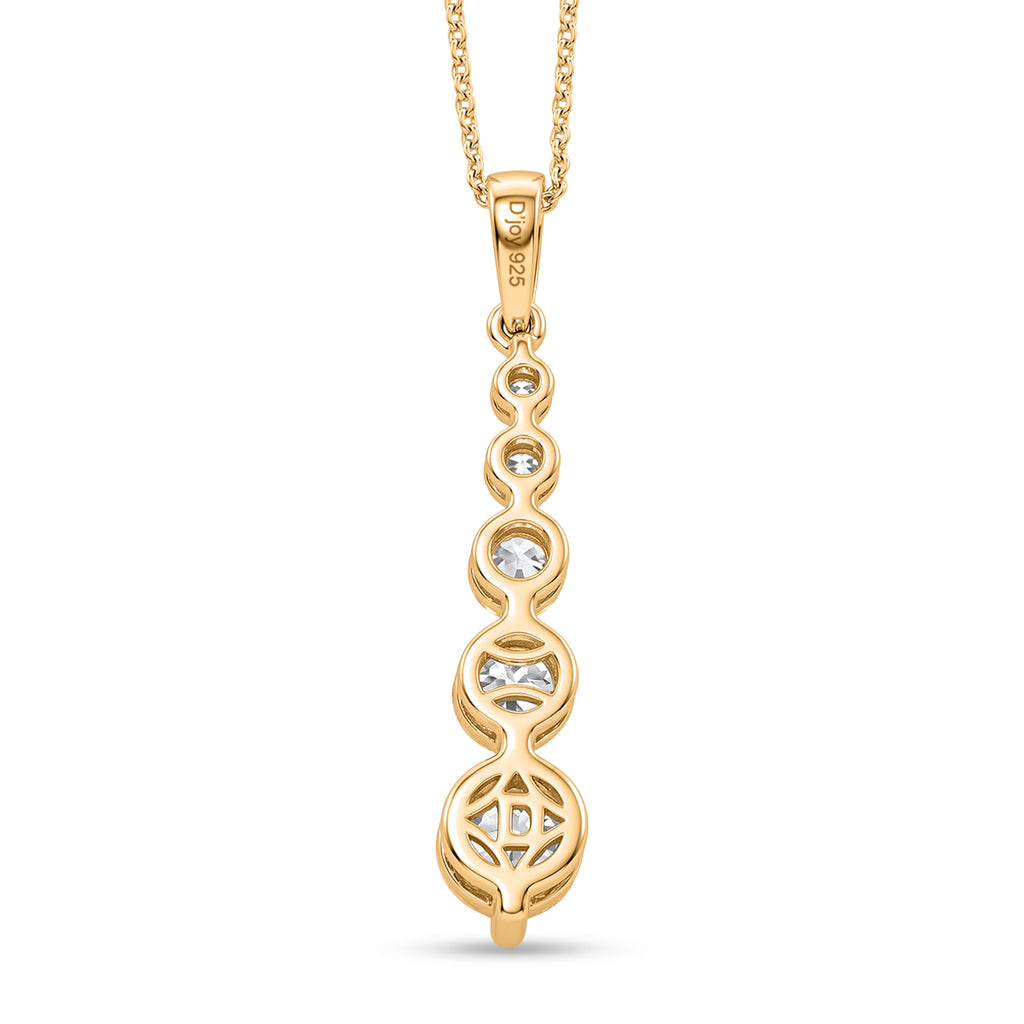 D'Joy - Moissanite 5 Stone Journey Pendant with Chain (Size 20) in Yellow Gold Plated Sterling Silver_4471956_4