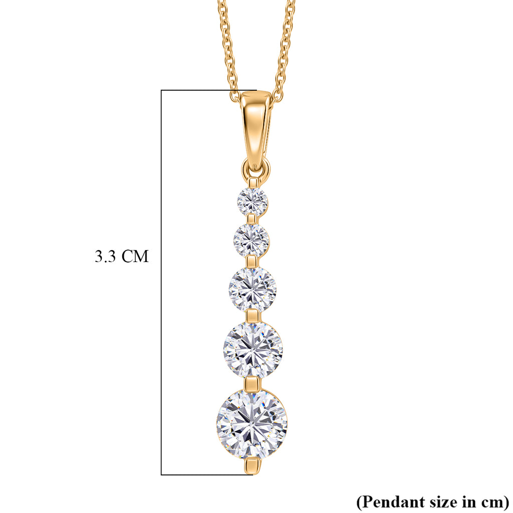 D'Joy - Moissanite 5 Stone Journey Pendant with Chain (Size 20) in Yellow Gold Plated Sterling Silver_4471956_6