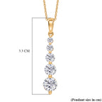 D'Joy - Moissanite 5 Stone Journey Pendant with Chain (Size 20) in Yellow Gold Plated Sterling Silver_4471956_6