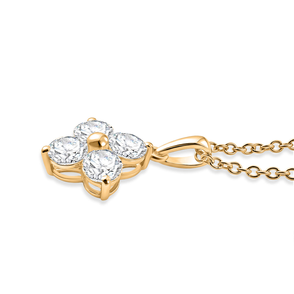 D'Joy - Moissanite Floral Pendant in Yellow Gold Plated Sterling Silver with Chain (Size 20) 1.80 Ct._4471957_3