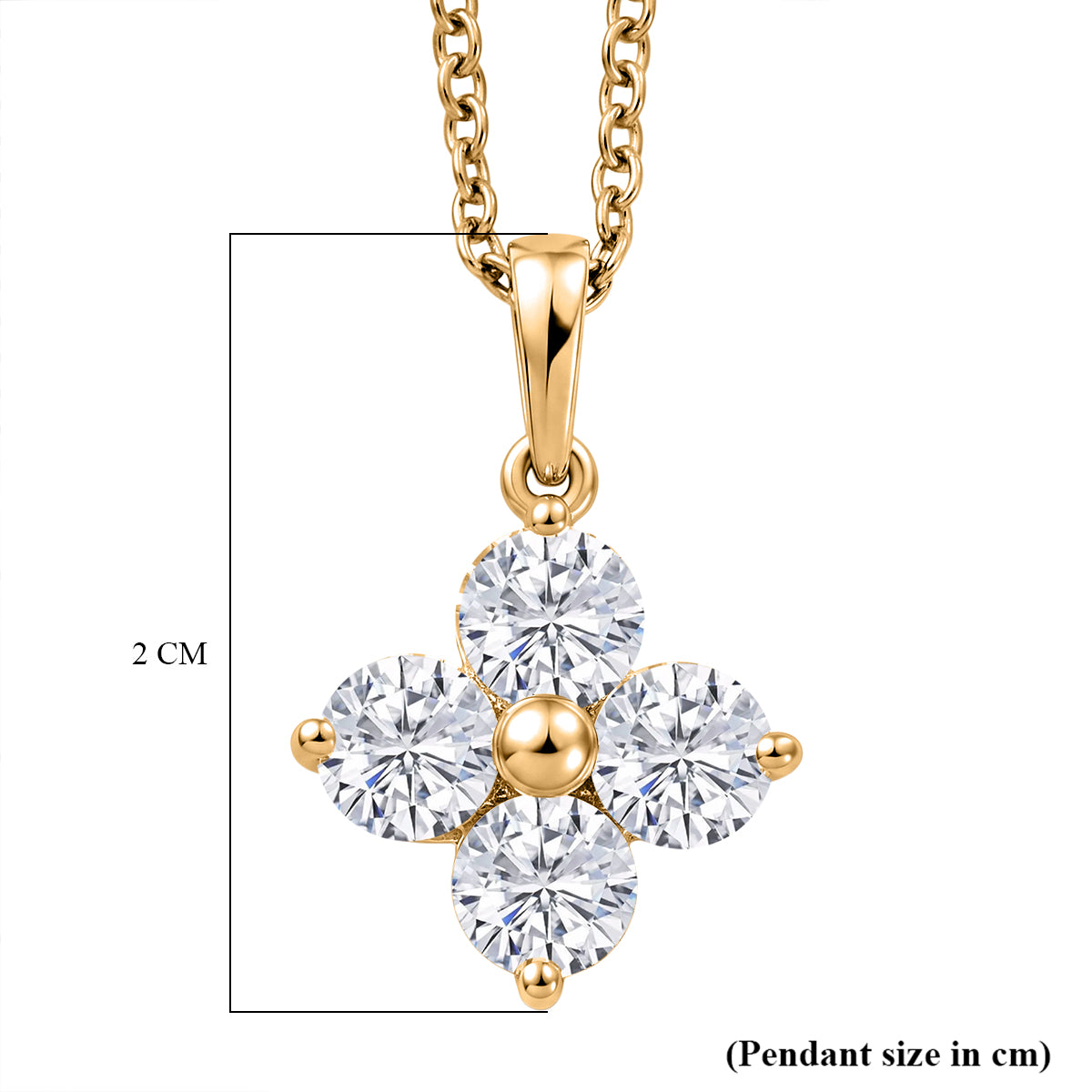 D'Joy - Moissanite Floral Pendant in Yellow Gold Plated Sterling Silver with Chain (Size 20) 1.80 Ct. V32537908 6