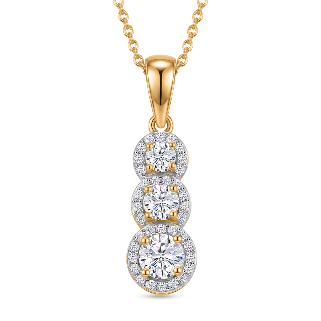 Royal Bali Collection - D'Joy Moissanite Pendant with Chain (Size 20) in 18K Vermeil Yellow Gold Plated Sterling Silver_4472134