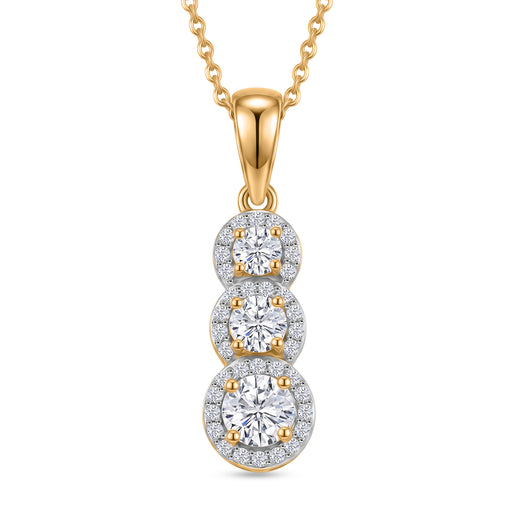 Royal Bali Collection - D'Joy Moissanite Pendant with Chain (Size 20) in 18K Vermeil Yellow Gold Plated Sterling Silver_4472134