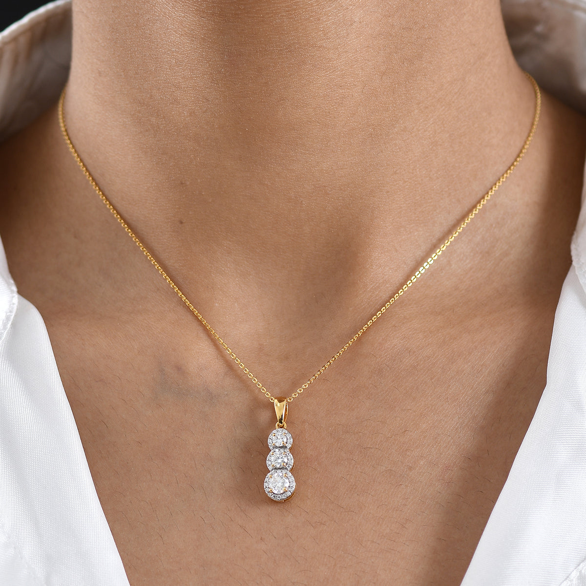 D'Joy Moissanite Pendant with Chain (Size 20) in 18K Vermeil Yellow Gold Plated Sterling Silver 4472134 2