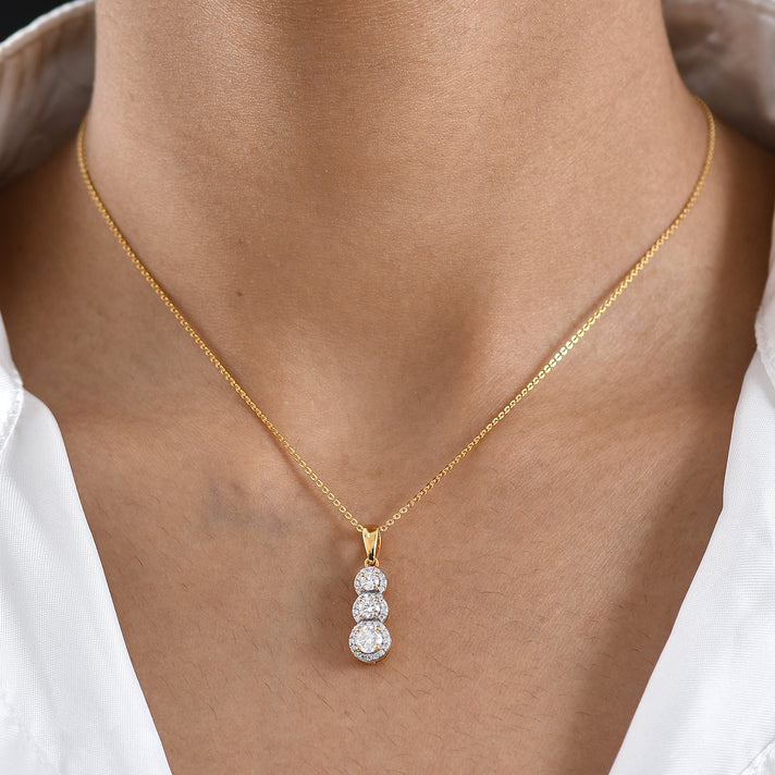 Royal Bali Collection - D'Joy Moissanite Pendant with Chain (Size 20) in 18K Vermeil Yellow Gold Plated Sterling Silver 4472134 2