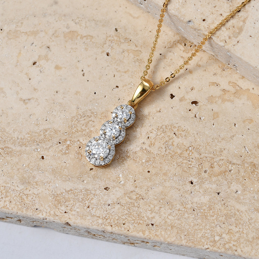 Royal Bali Collection - D'Joy Moissanite Pendant with Chain (Size 20) in 18K Vermeil Yellow Gold Plated Sterling Silver_4472134_2