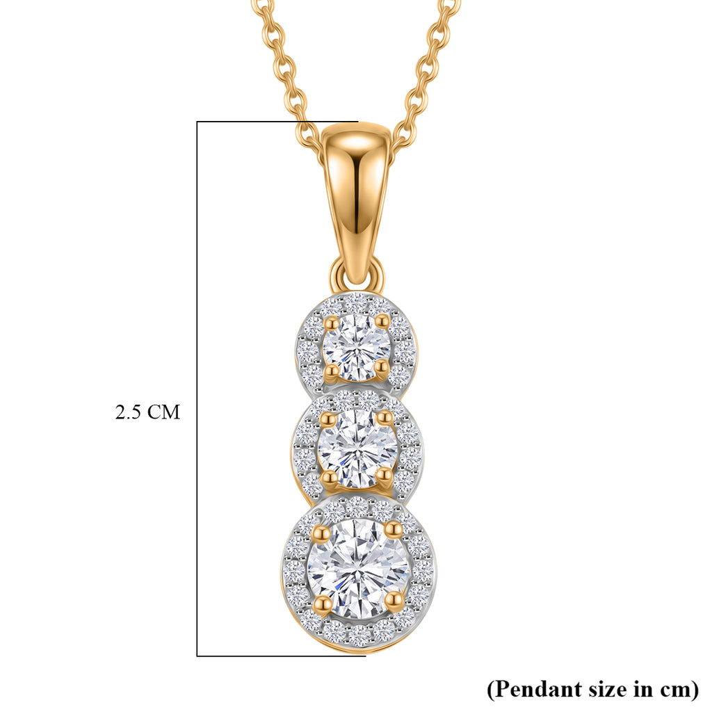 Royal Bali Collection - D'Joy Moissanite Pendant with Chain (Size 20) in 18K Vermeil Yellow Gold Plated Sterling Silver_4472134_5