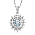 Blue Zircon,  Moissanite Pendant with Torn Chain 19DC (Size 20) in Rhodium Overlay Sterling Silver 0.82 ct  2.470  Ct._4472623_4