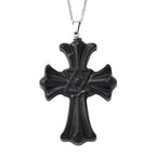 Natural Shungite Cross Pendant with Chain (Size 20) in Silver Tone 50.00 Ct._4472987