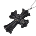 Natural Shungite Cross Pendant with Chain (Size 20) in Silver Tone 50.00 Ct._4472987_3