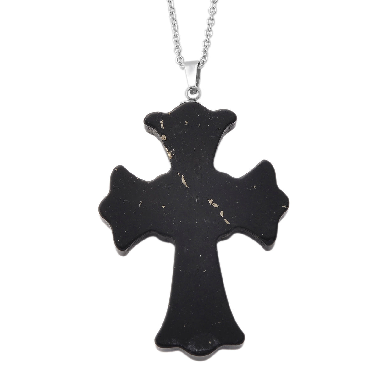 Natural Shungite Cross Pendant with Chain (Size 20) in Silver Tone 50.00 Ct. 4472987 5