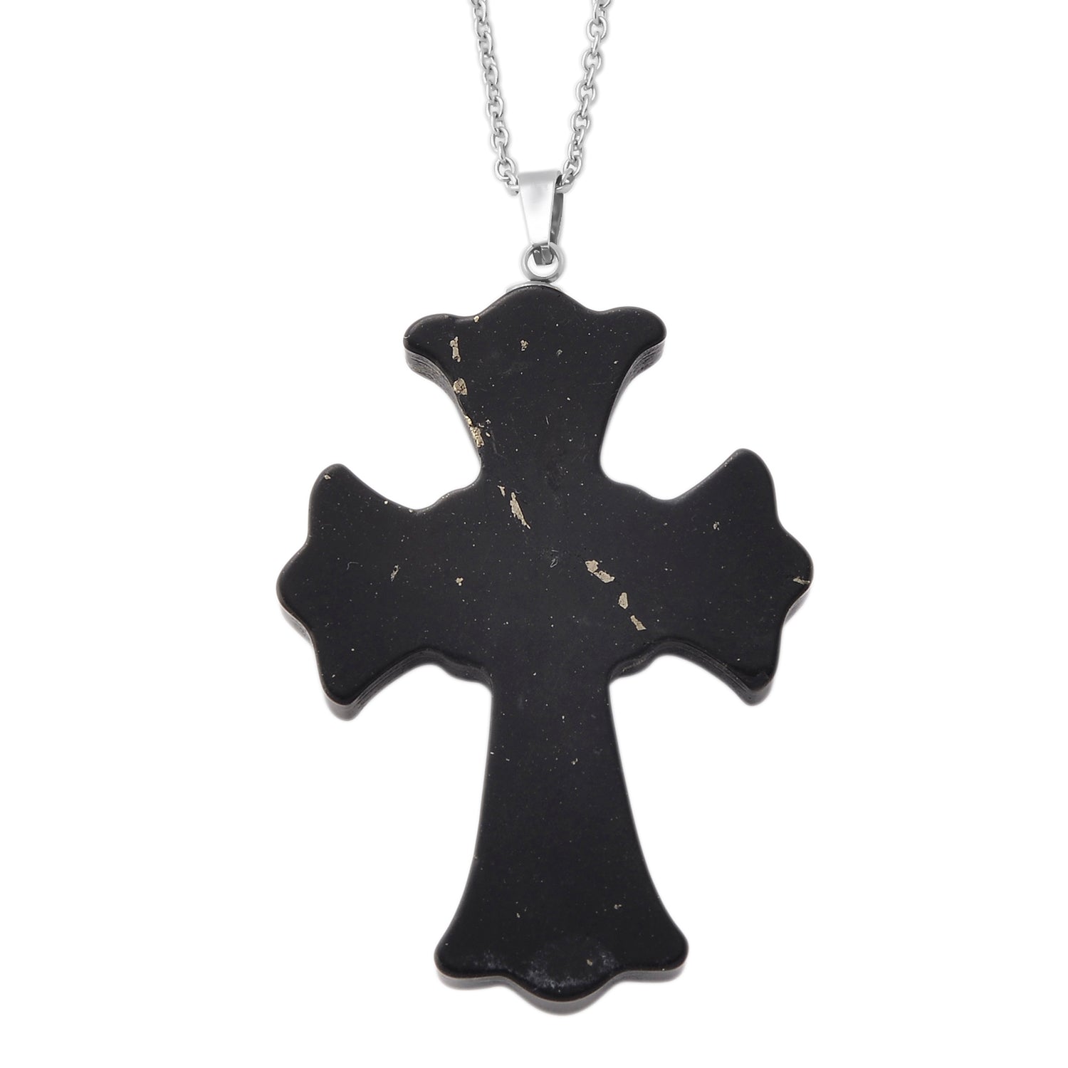 Natural Shungite Cross Pendant with Chain (Size 20) in Silver Tone 50.00 Ct. 4472987 5