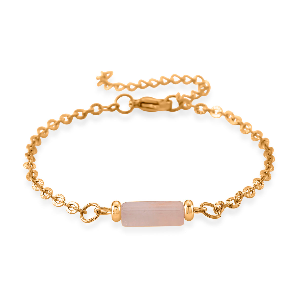 Set of 3 - Rose Quartz Beads Adjustable Bracelet (Size - 7-2 Ext) 50.00 Ct. 4473413 4