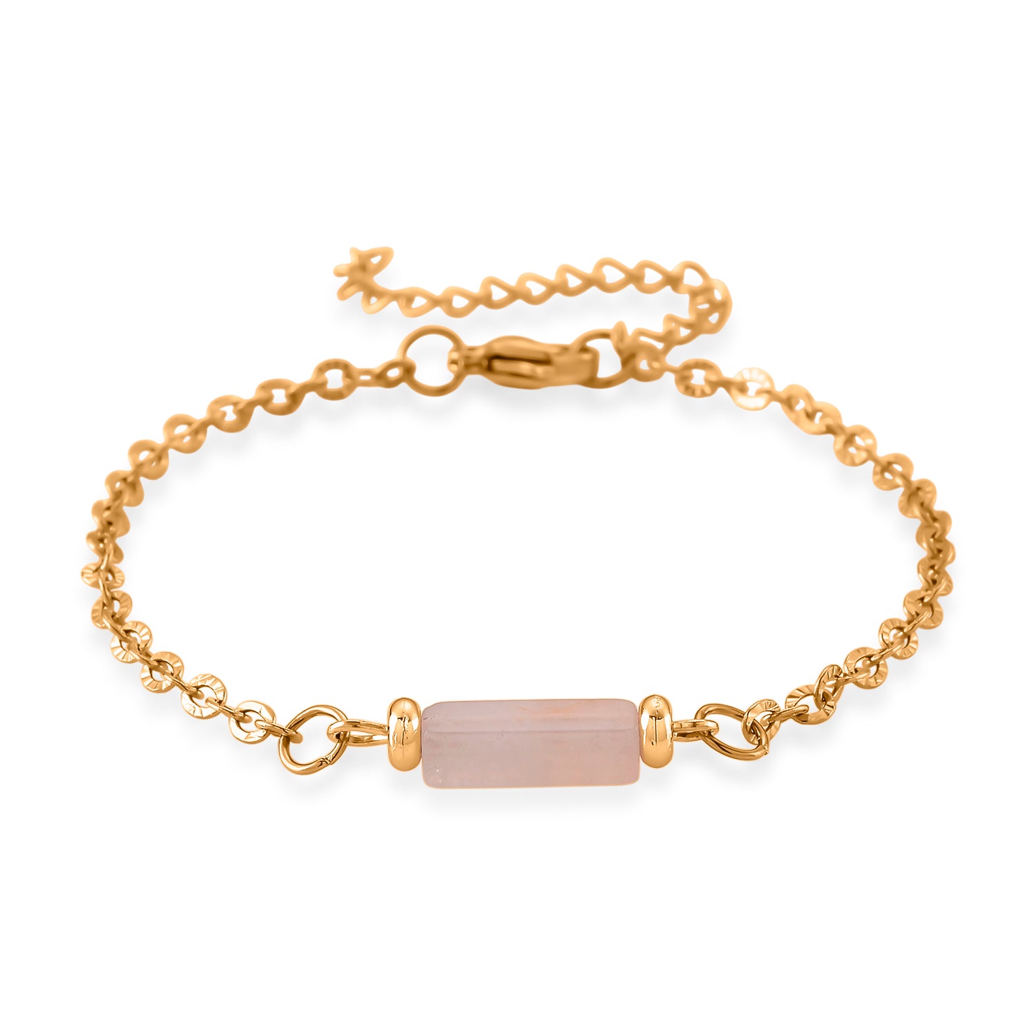 Set of 3 - Rose Quartz Beads Adjustable Bracelet (Size - 7-2 Ext) 50.00 Ct. 4473413 4