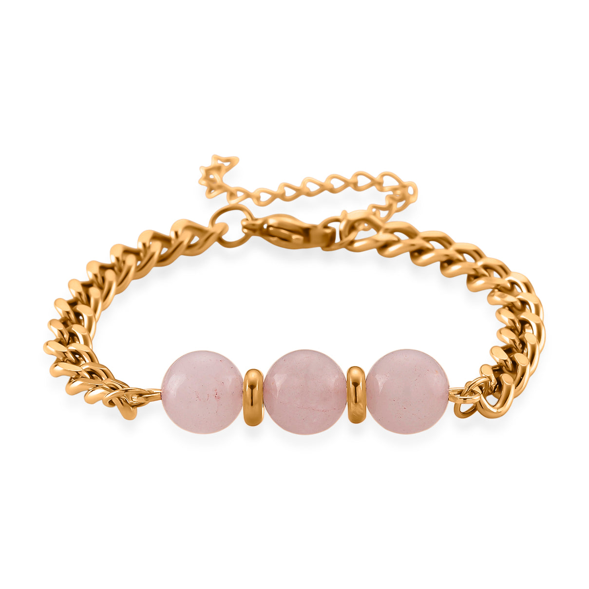 Set of 3 - Rose Quartz Beads Adjustable Bracelet (Size - 7-2 Ext) 50.00 Ct. 4473413 6