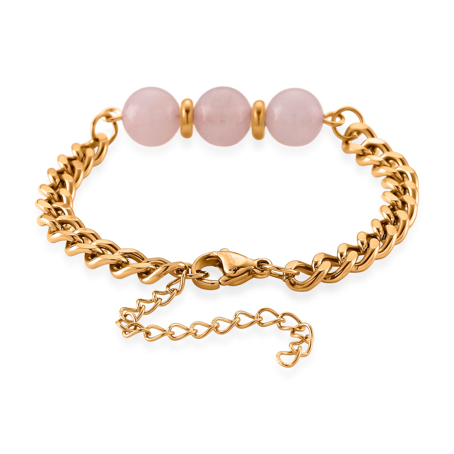 Set of 3 - Rose Quartz Beads Adjustable Bracelet (Size - 7-2 Ext) 50.00 Ct. 4473413 7