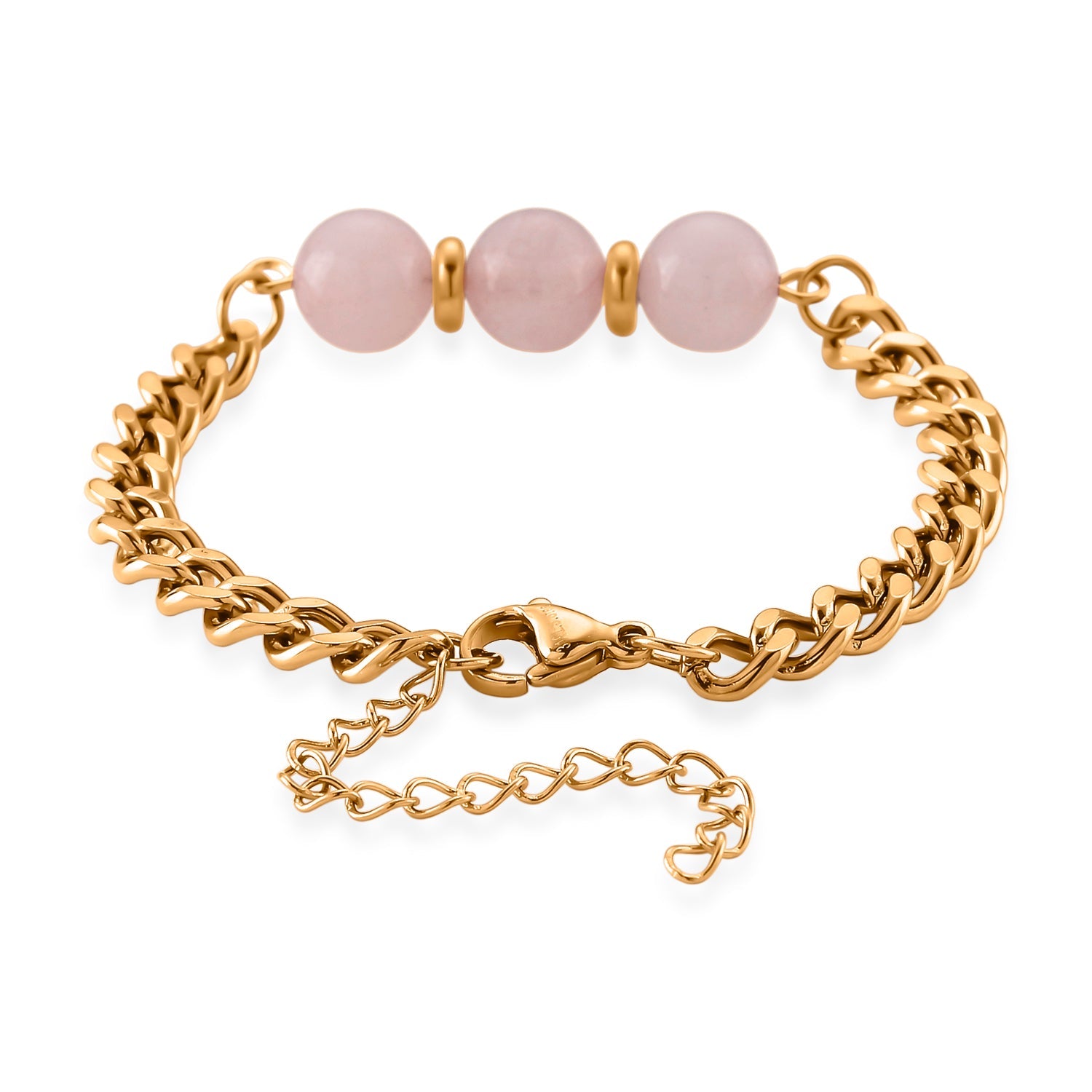 Set of 3 - Rose Quartz Beads Adjustable Bracelet (Size - 7-2 Ext) 50.00 Ct. V32364172 7