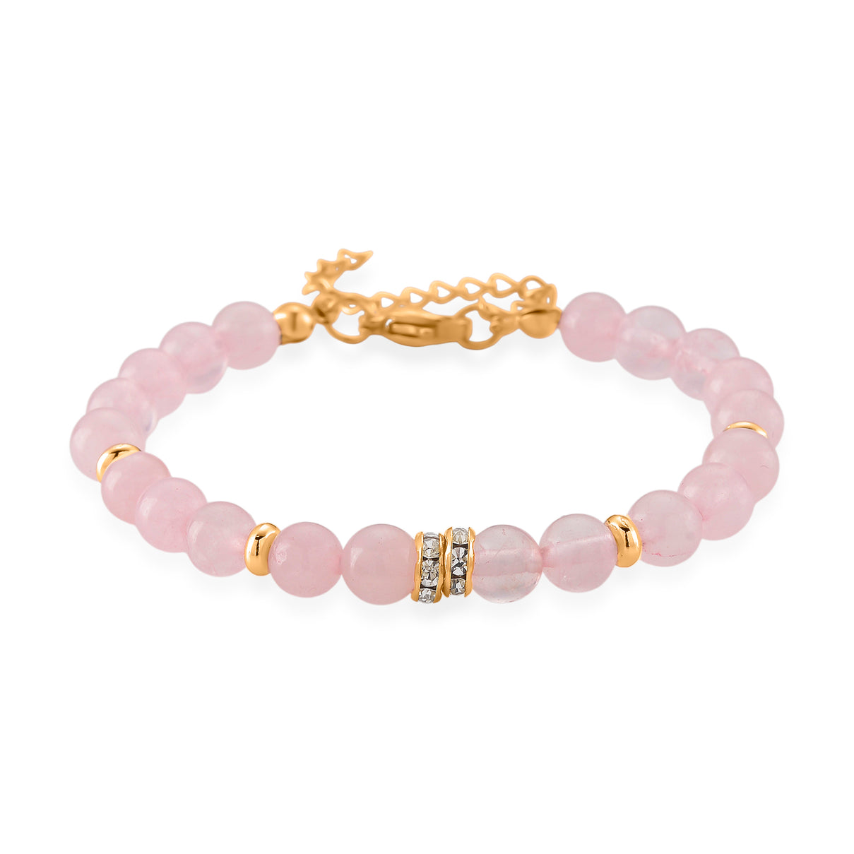 Set of 3 - Rose Quartz Beads Adjustable Bracelet (Size - 7-2 Ext) 50.00 Ct. 4473413 8