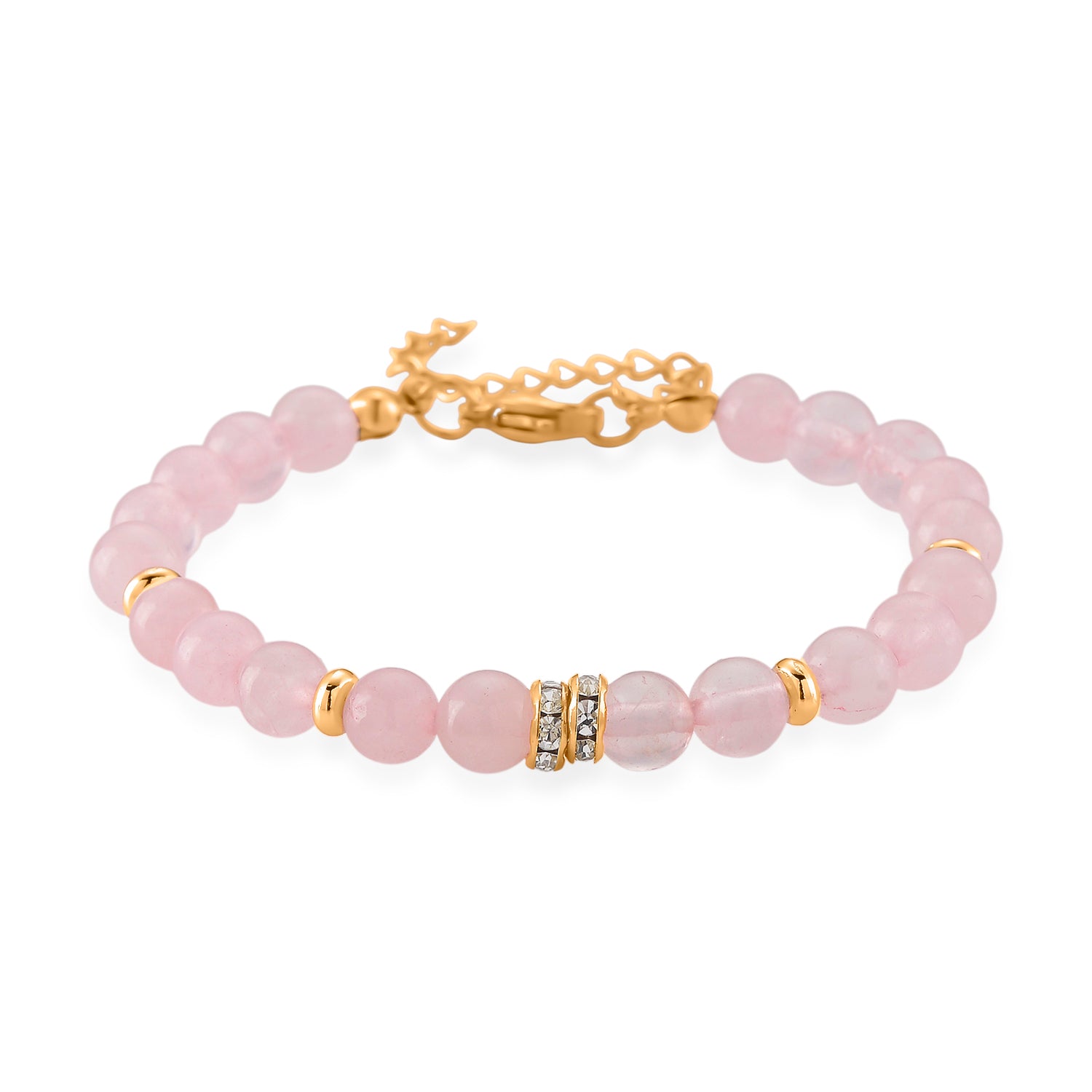 Set of 3 - Rose Quartz Beads Adjustable Bracelet (Size - 7-2 Ext) 50.00 Ct. 4473413 8