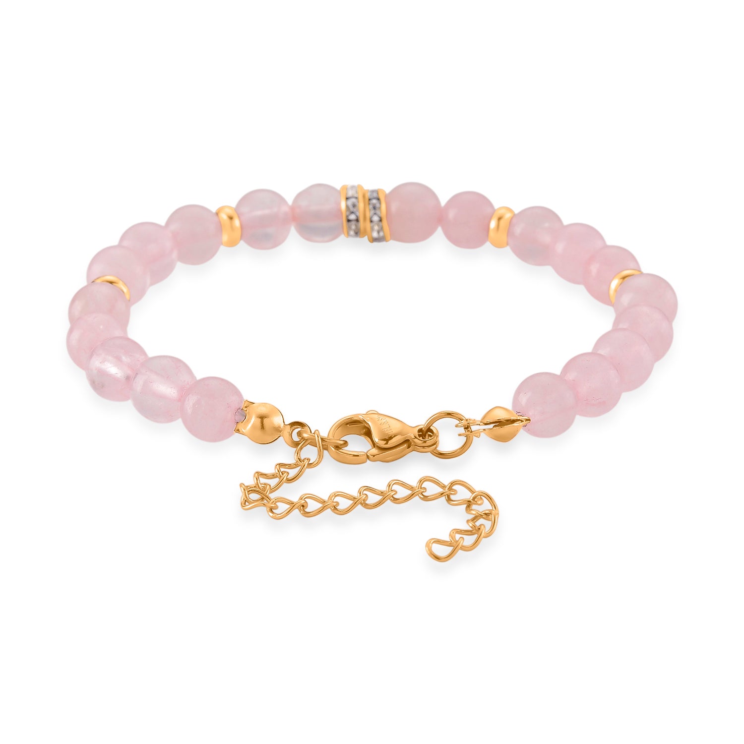 Set of 3 - Rose Quartz Beads Adjustable Bracelet (Size - 7-2 Ext) 50.00 Ct. 4473413 9