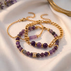 Set of 3 - African Amethyst Beads Adjustable Bracelet (Size - 7+2 Ext) 50.00 Ct._4473415_2