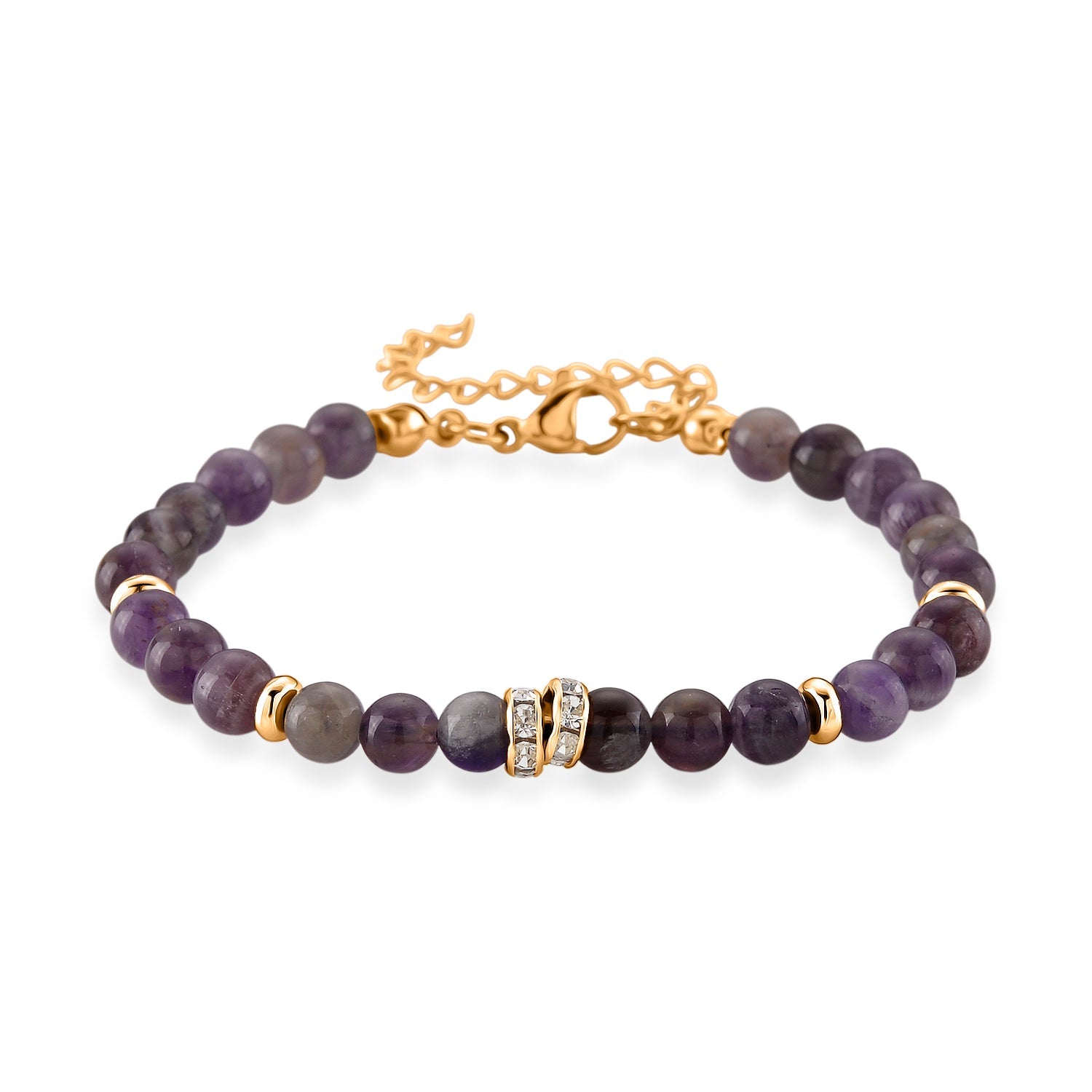 Set of 3 - African Amethyst Beads Adjustable Bracelet (Size - 7-2 Ext) 50.00 Ct. V32345546 8