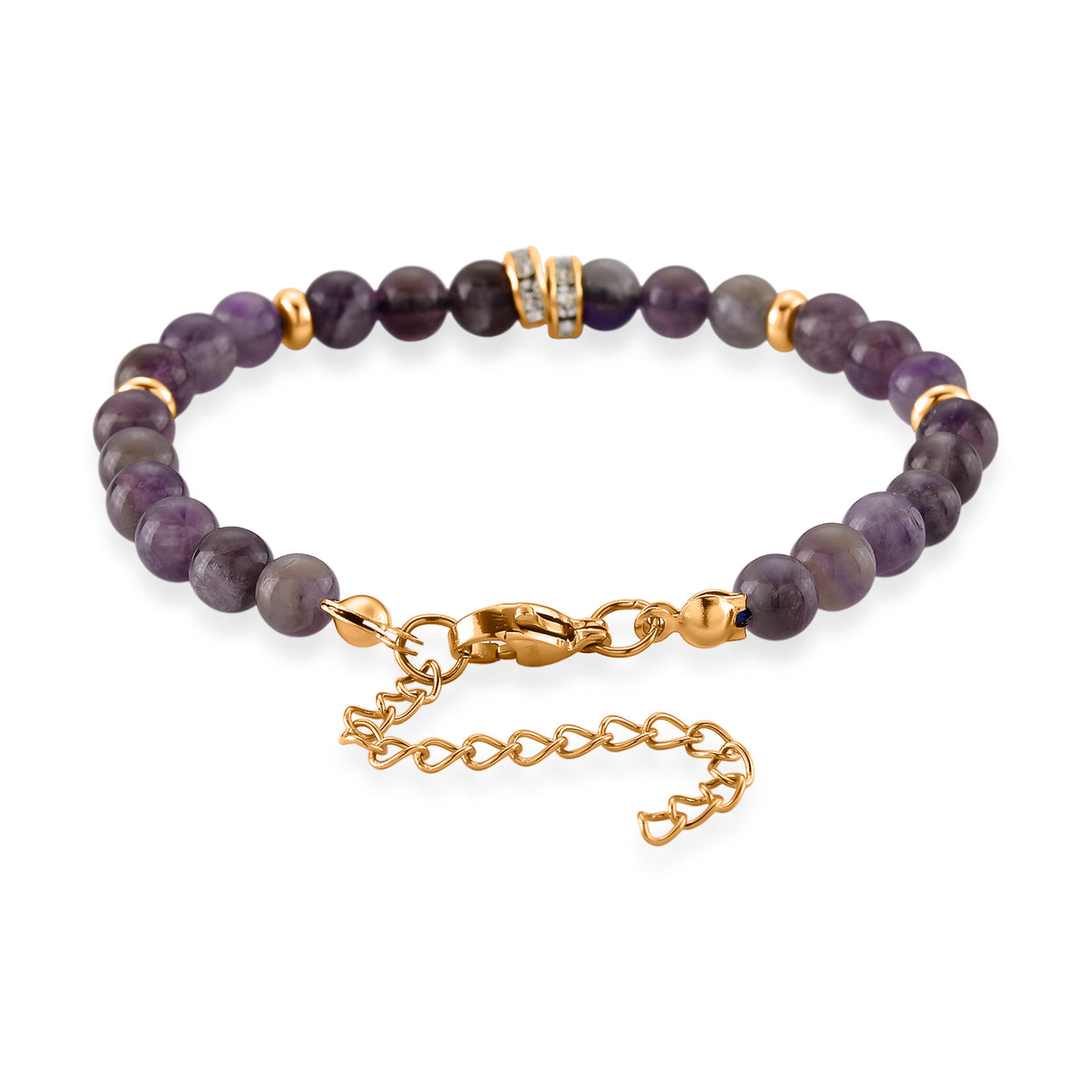Set of 3 - African Amethyst Beads Adjustable Bracelet (Size - 7-2 Ext) 50.00 Ct. 4473415 9