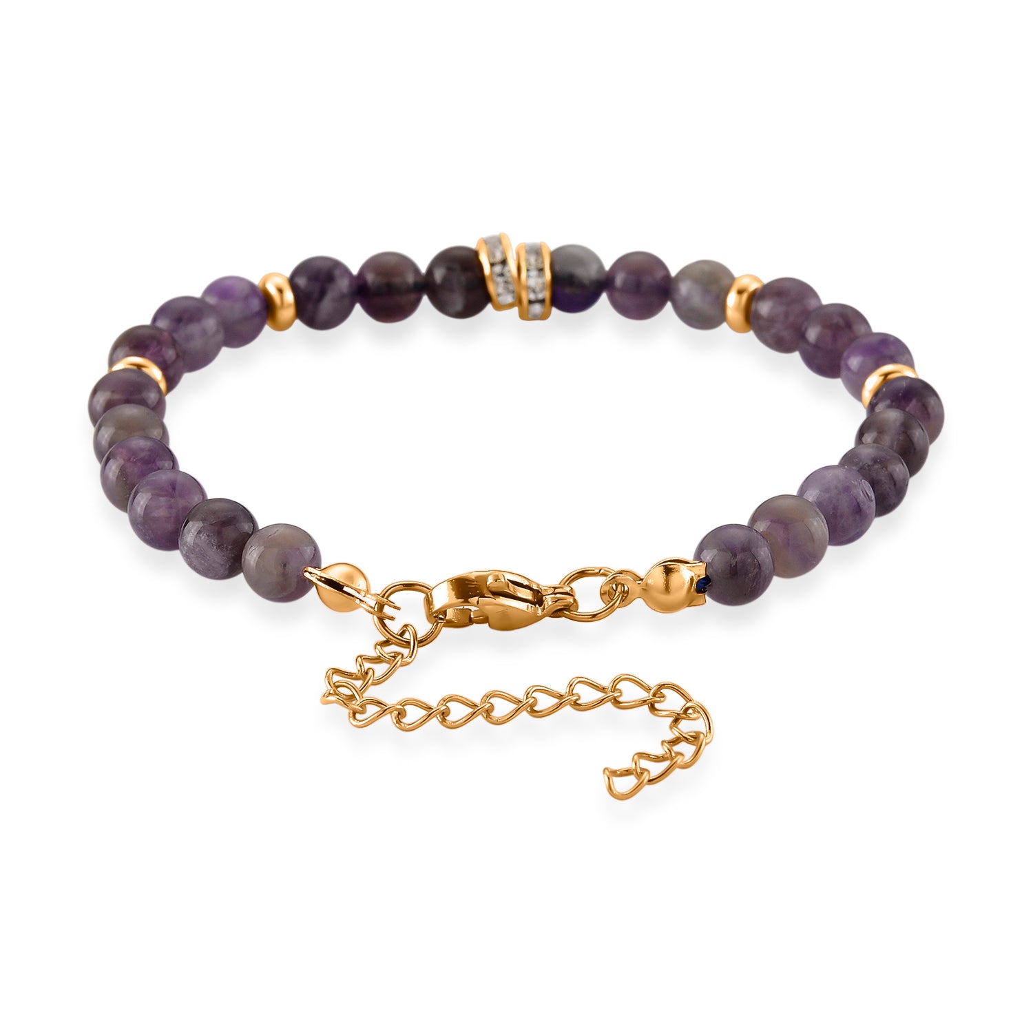 Set of 3 - African Amethyst Beads Adjustable Bracelet (Size - 7-2 Ext) 50.00 Ct. 4473415 9