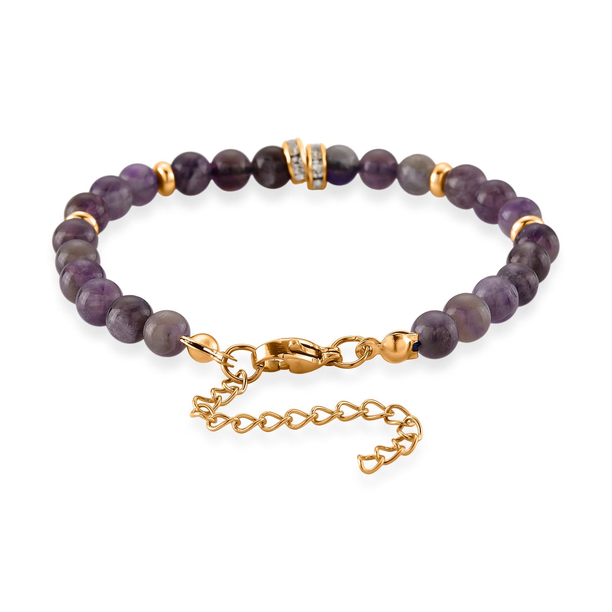 Set of 3 - African Amethyst Beads Adjustable Bracelet (Size - 7-2 Ext) 50.00 Ct. V32361633 9