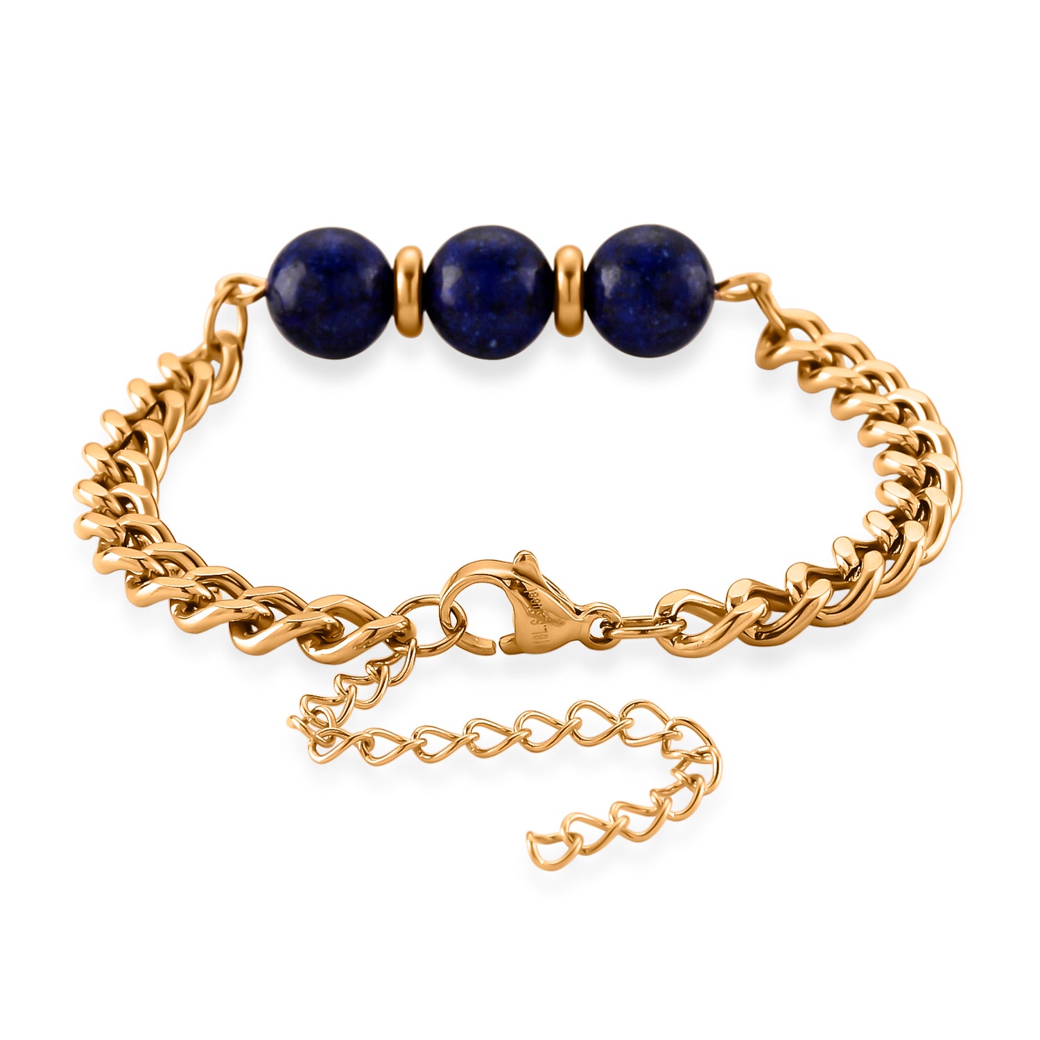 Set of 3 - Lapis Lazuli Beads Bracelet Adjustable Bracelet (Size - 7-2 Ext) 50.00 Ct. 4473417 7