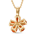 Luxuriant - Natural Crimson Fire Opal & Lab Grown Diamond (SI/G-H) Floral Pendant with Chain (Size 20) in Yellow Gold Plated Sterling Silver 0.70 Ct._4473443_4
