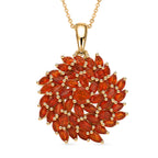 D'Joy - Natural Crimson Fire Opal Floral Pendant with Chain (Size 20) in 18K Vermeil Yellow Gold Plated Sterling Silver 2.67 Ct._4473447