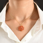 D'Joy - Natural Crimson Fire Opal Floral Pendant with Chain (Size 20) in 18K Vermeil Yellow Gold Plated Sterling Silver 2.67 Ct._4473447_1