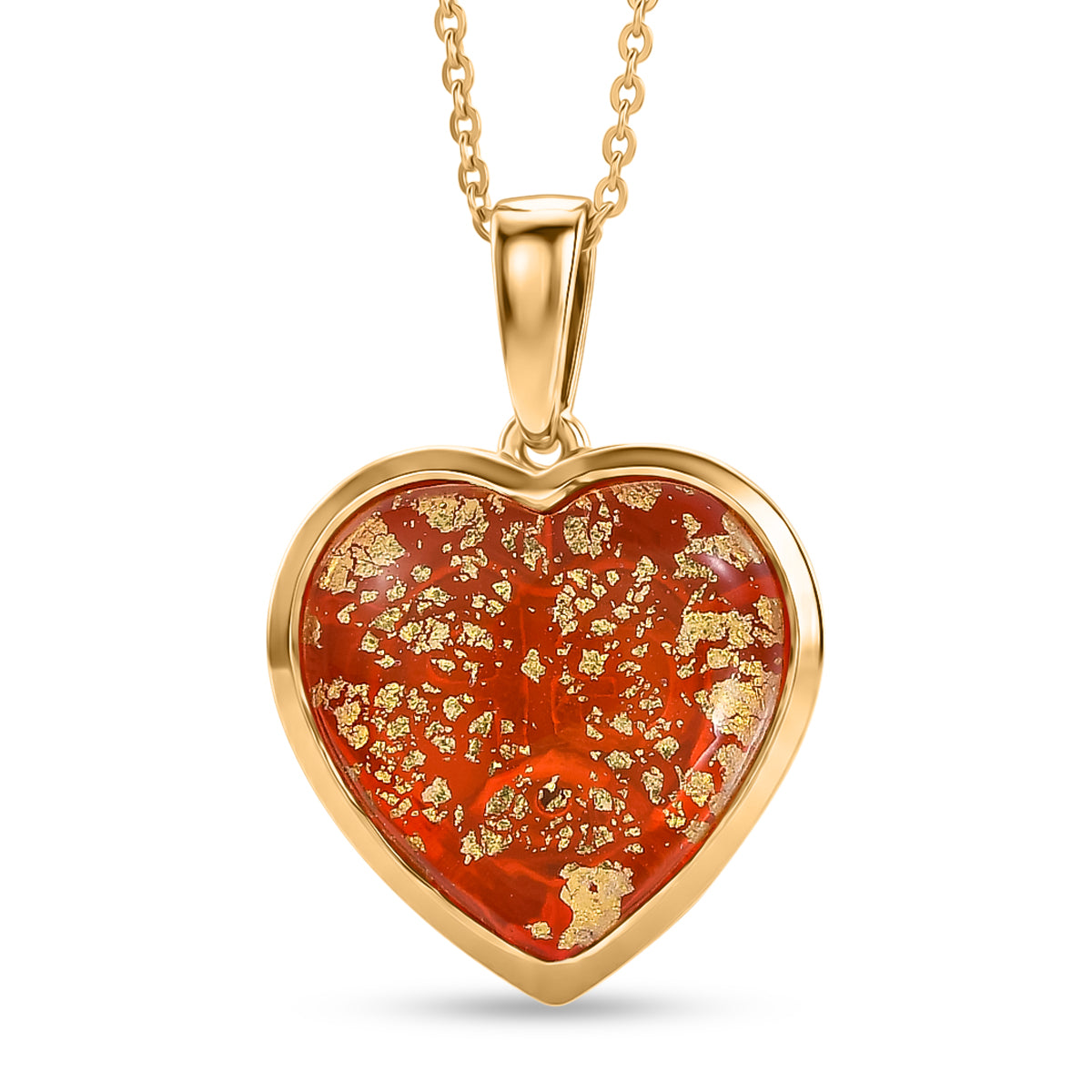 GP Family Legacy Italy - Murano Glass Heart Pendant with Chain (Size 20) in 18K Vermeil Gold Plated Sterling Silver 4473531 0