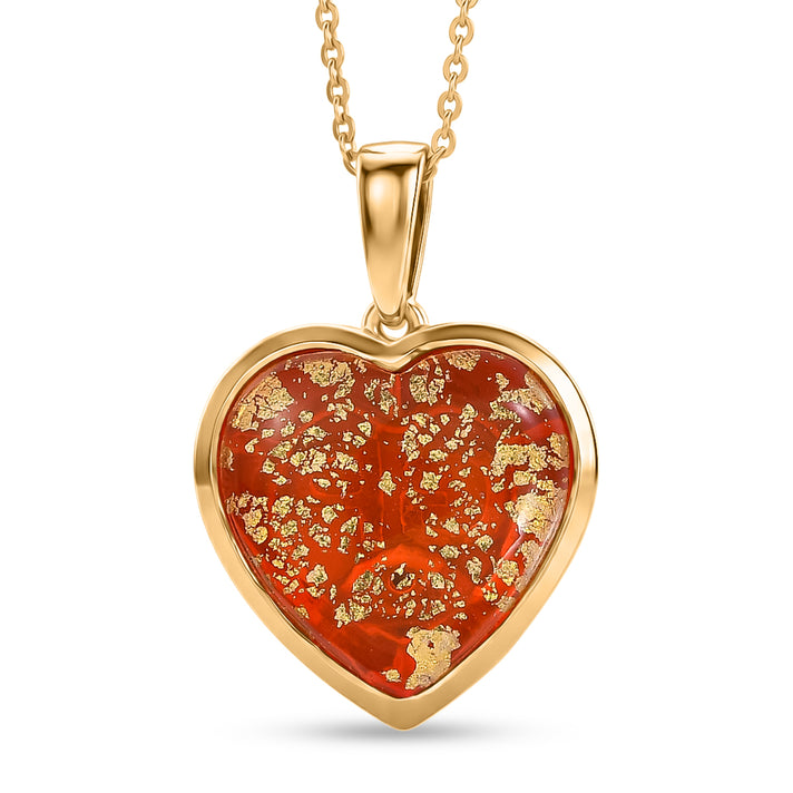 GP Family Legacy Italy - Murano Glass Heart Pendant with Chain (Size 20) in 18K Vermeil Gold Plated Sterling Silver 4473531 1