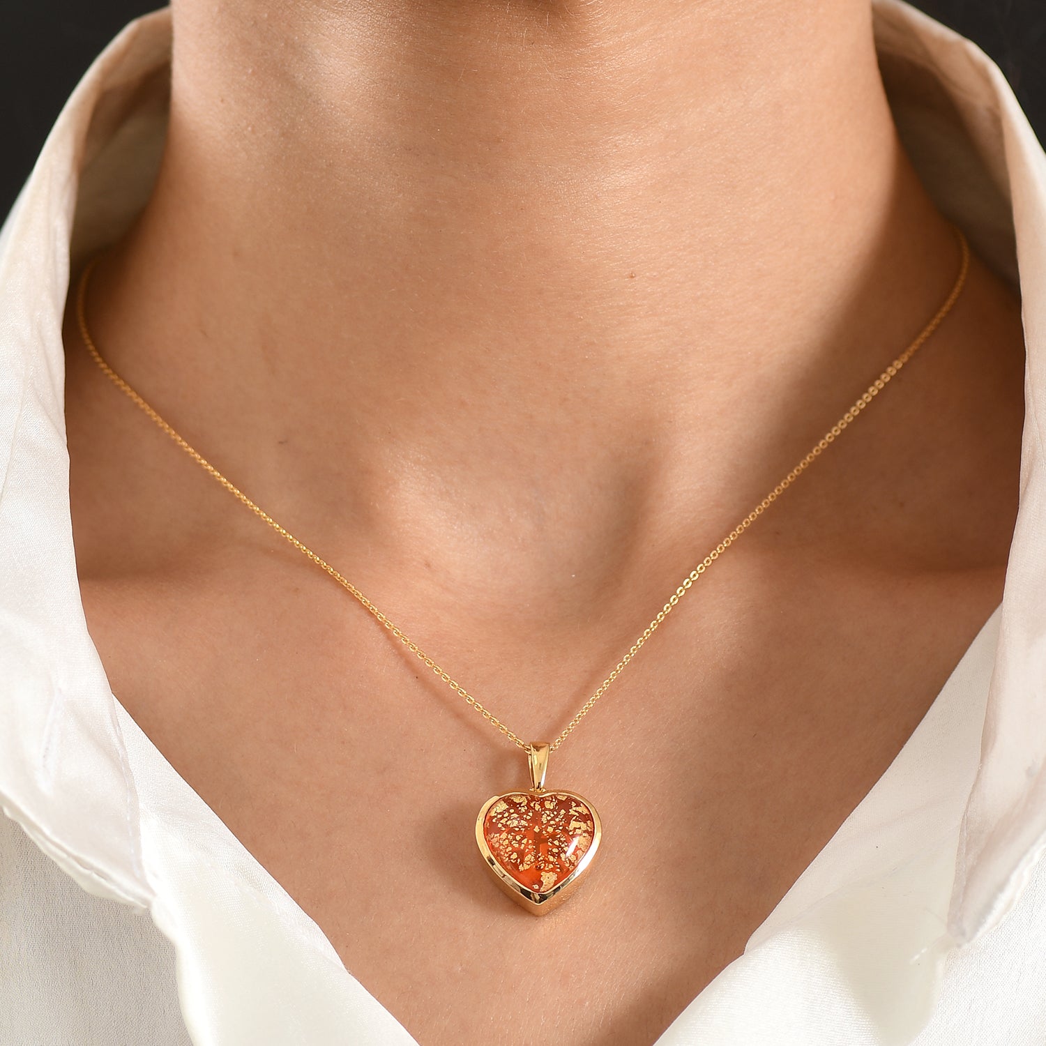 GP Family Legacy Italy - Murano Glass Heart Pendant with Chain (Size 20) in 18K Vermeil Gold Plated Sterling Silver 4473531 2