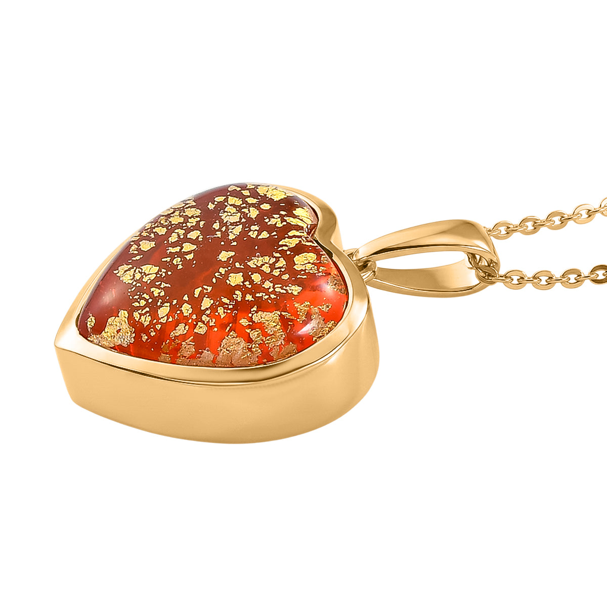 GP Family Legacy Italy - Murano Glass Heart Pendant with Chain (Size 20) in 18K Vermeil Gold Plated Sterling Silver 4473531 4