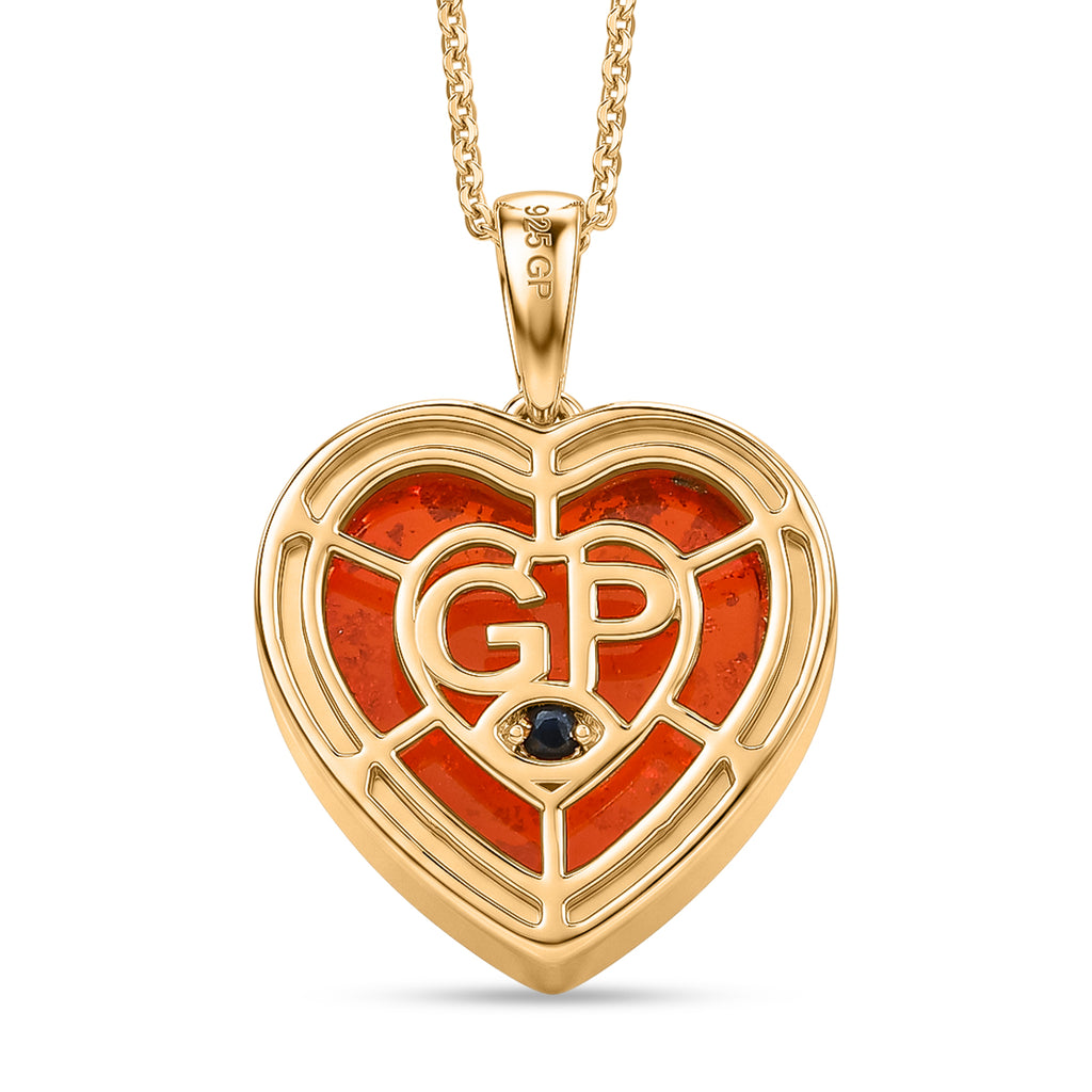 GP Family Legacy Italy - Genuine Murano With 24K Gold & Blue Sapphire Heart Pendant With Chain (Size 20) in 18K Gold Vermeil Sterling Silver_4473531_4