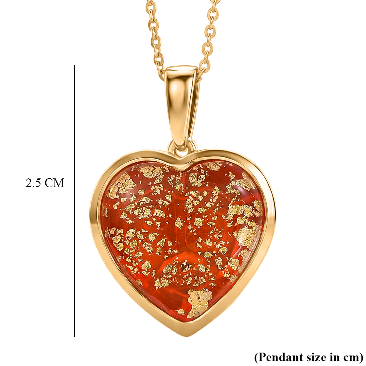 GP Family Legacy Italy - Murano Glass Heart Pendant with Chain (Size 20) in 18K Vermeil Gold Plated Sterling Silver 4473531 8