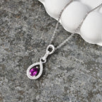 D'Joy - Radiant Ember Garnet & White Zircon Pendant with Chain (Size 20) in Rhodium Overlay Sterling Silver_4473580_2