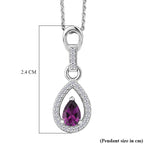 D'Joy - Radiant Ember Garnet & White Zircon Pendant with Chain (Size 20) in Rhodium Overlay Sterling Silver_4473580_6