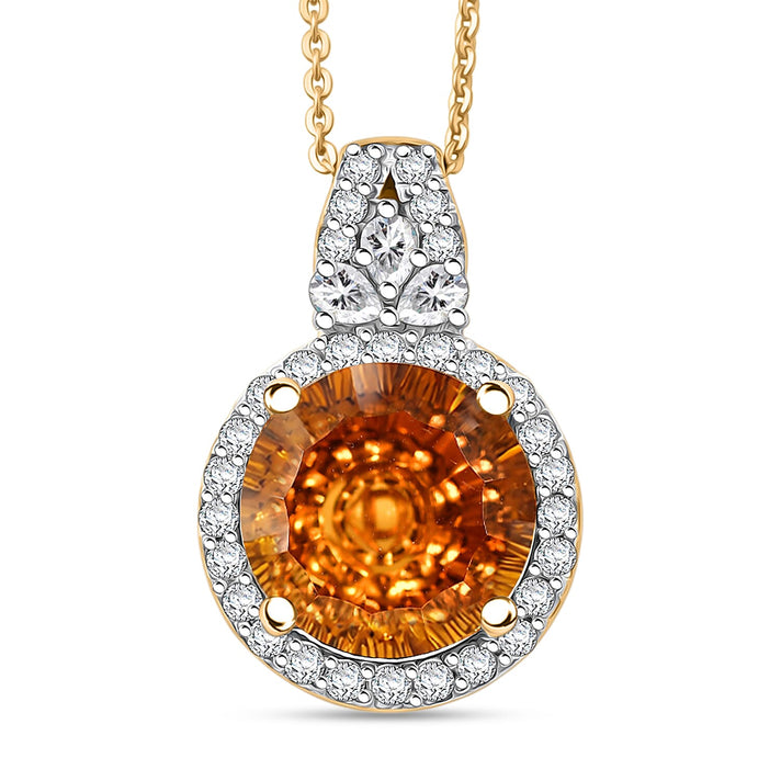 Certified and Appraised Citrine,  Moissanite Pendant with Torn Chain 19DC (Size 20) in 18K Yellow Gold Vermeil Sterling Silver 0.66 ct  5.140  Ct. 4473653 1