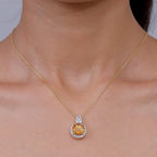 Citrine,  Moissanite Pendant with Torn Chain 19DC (Size 20) in 18K YG Vermeil Sterling Silver 0.66 ct  5.140  Ct._4473653_2