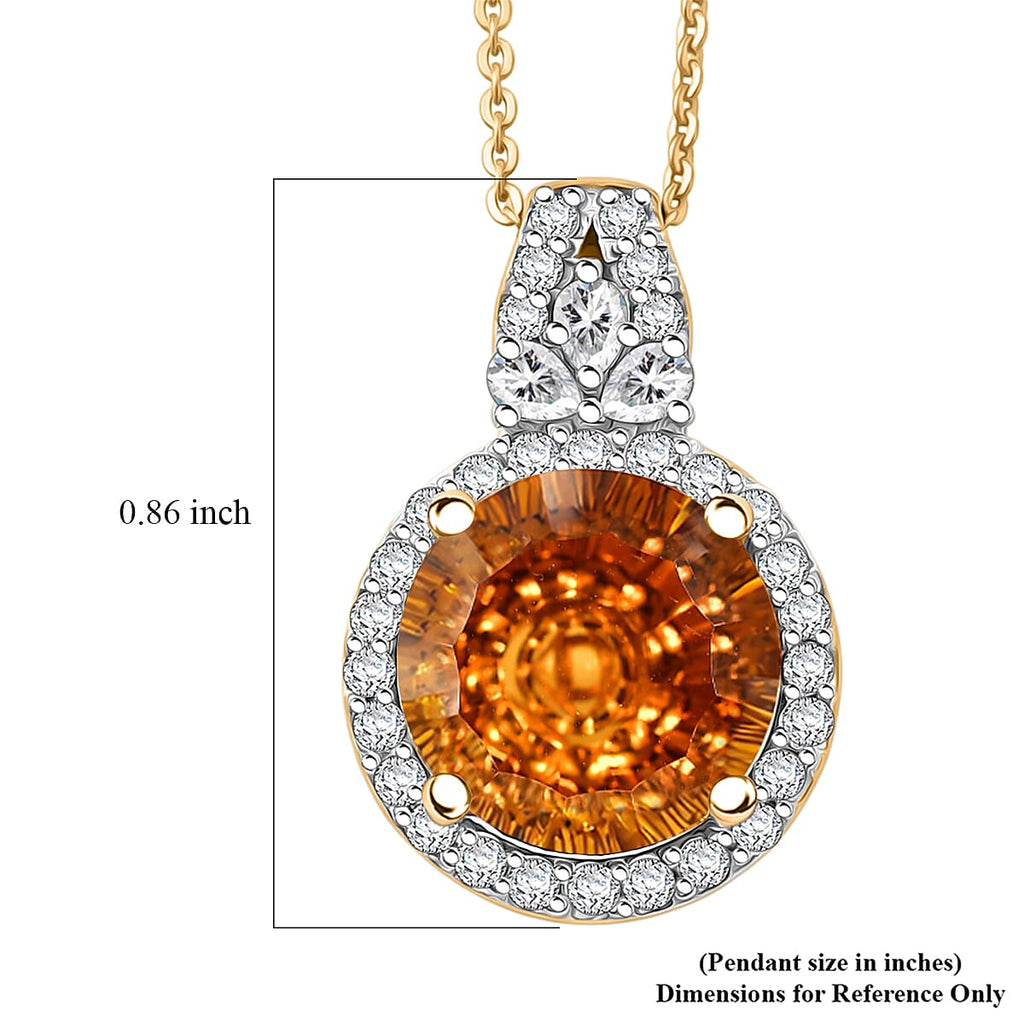 Citrine,  Moissanite Pendant with Torn Chain 19DC (Size 20) in 18K YG Vermeil Sterling Silver 0.66 ct  5.140  Ct._4473653_6