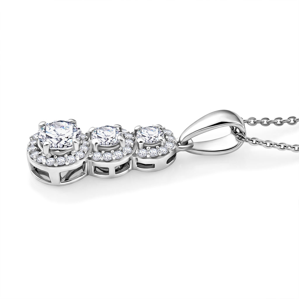 Luxuriant - Lab Grown Diamond (SI/G-H) Drop Pendant with Chain (Size 20) in Rhodium Overlay Sterling Silver 0.80 Ct._4473656_3