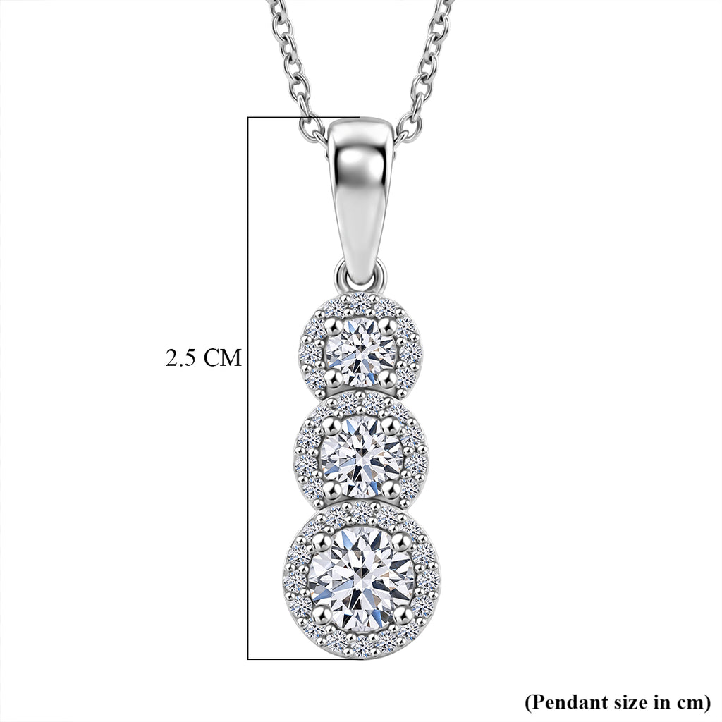 Luxuriant - Lab Grown Diamond (SI/G-H) Drop Pendant with Chain (Size 20) in Rhodium Overlay Sterling Silver 0.80 Ct._4473656_5